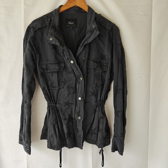 Rails Trey Jacket in Charcoal Oversized Stars Linen Blend Zip Button Size Small - Picture 4 of 14
